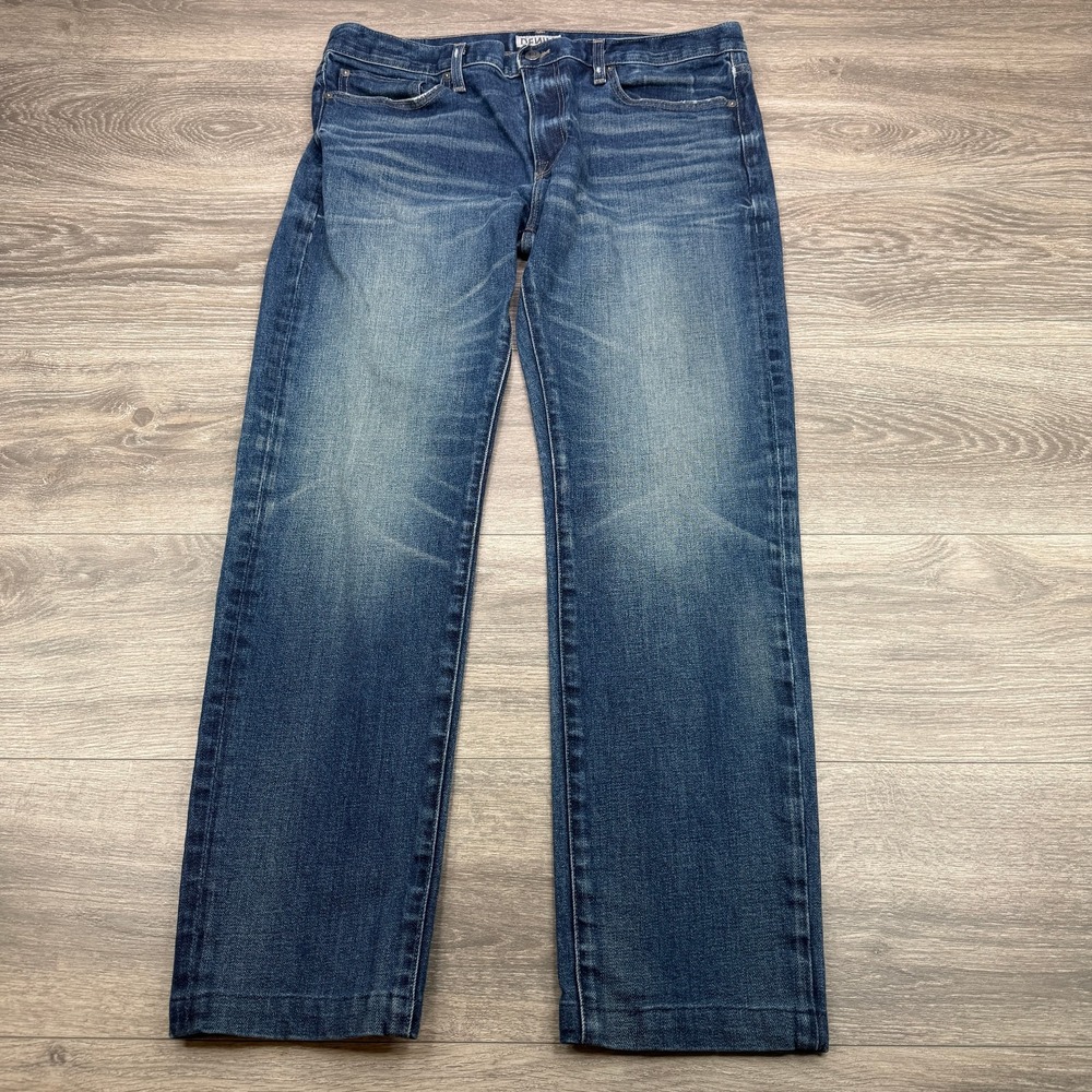 S.M.N. Jeans Mens 36x29 Blue Faded The Finn Tapered Slim USA Made 5 Pocket